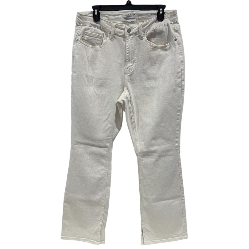 Judy Blue Lila Mid Rise Split Hem Bootcut Jeans Size 14W White JB88643